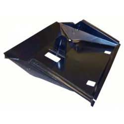 Inside view of a black deck filler panel lower plenum car part for 68-70 Charger.