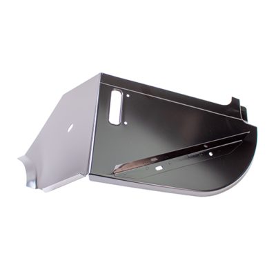 Side view of a black package tray extension car part for left side of 68-70 Charger.