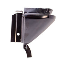 The outside view of a black rear valance corner car part for right side of 68-70 Charger.
