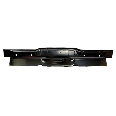 Outside view of a black rear valance car part without reverse light holes for 68 Charger.