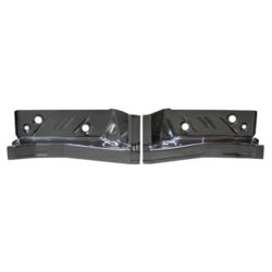 A pair of black rear footwell area floor pans car parts for 66-70 Dodge Plymouth B-Body.