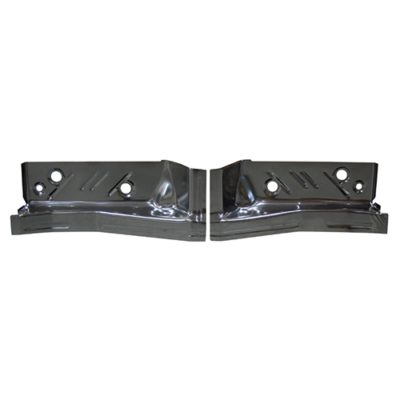 A pair of black rear footwell area floor pans car parts for 66-70 Dodge Plymouth B-Body.