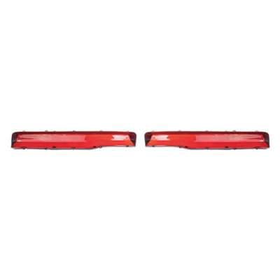 The front view of a pair of red and black trim taillight lenses car parts for 70 Charger.