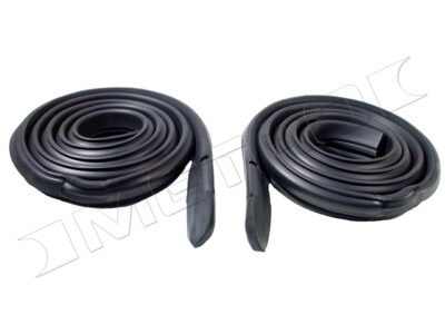 A pair of rubber molded roof rail seals for two-door hardtop without post.