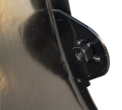 Elbow bolt connection of black left hand rear frame rail car part for 68-70 B Body car models.