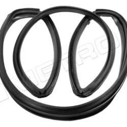 A rubber vulcanised windshield seal car part for selected 68-70 Dodge and Plymouth car models.
